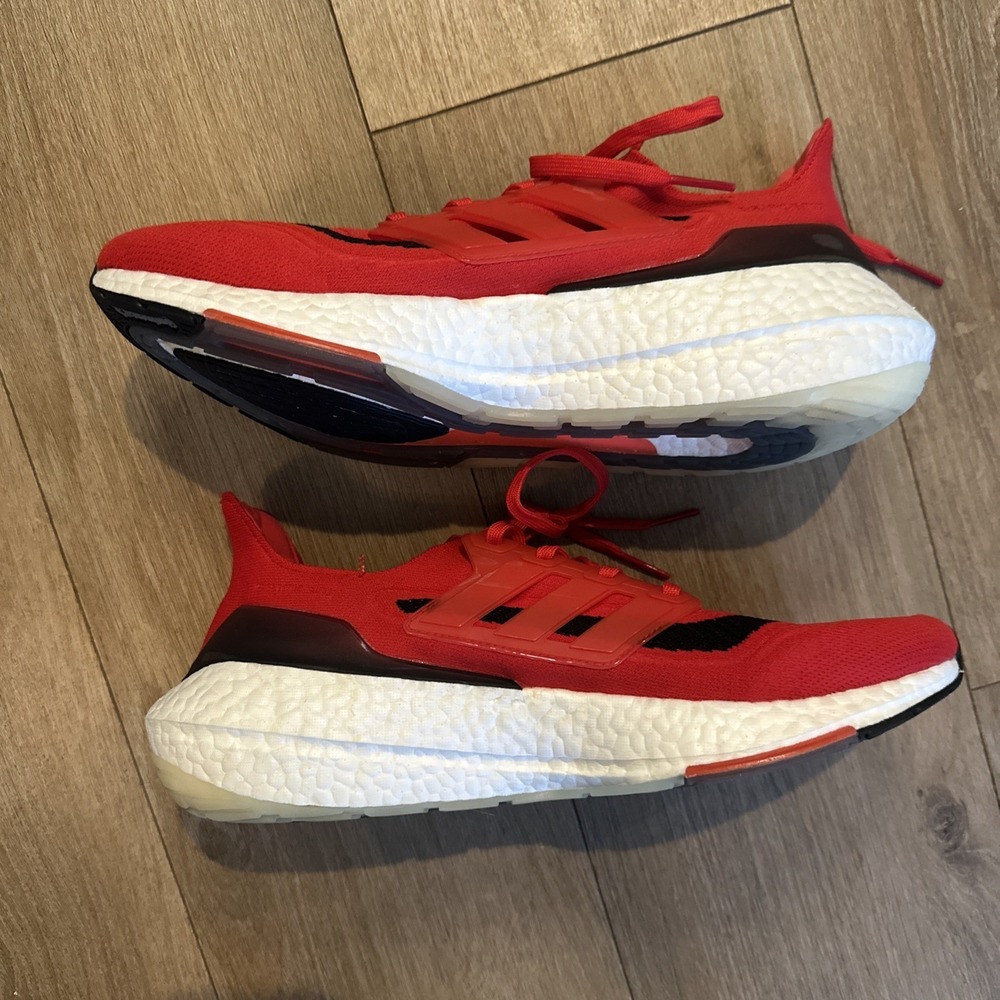 Adidas Ultraboost 21 Men's Sz 11.5 Running Sneakers FY0387 Vivid Red Solar Black - Picture 3 of 10